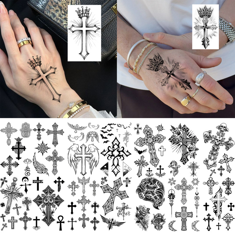 Cross-Border European and American Cross Temporary Tattoo Stickers Waterproof Long-Lasting Tattoo Stickers for Fingers Tattoo Amazon Tk Cross-Border European and American Cross Temporary Tattoo Stickers Waterproof Long-Lasting Tattoo Stickers for Fingers Tattoo Amazon Tk