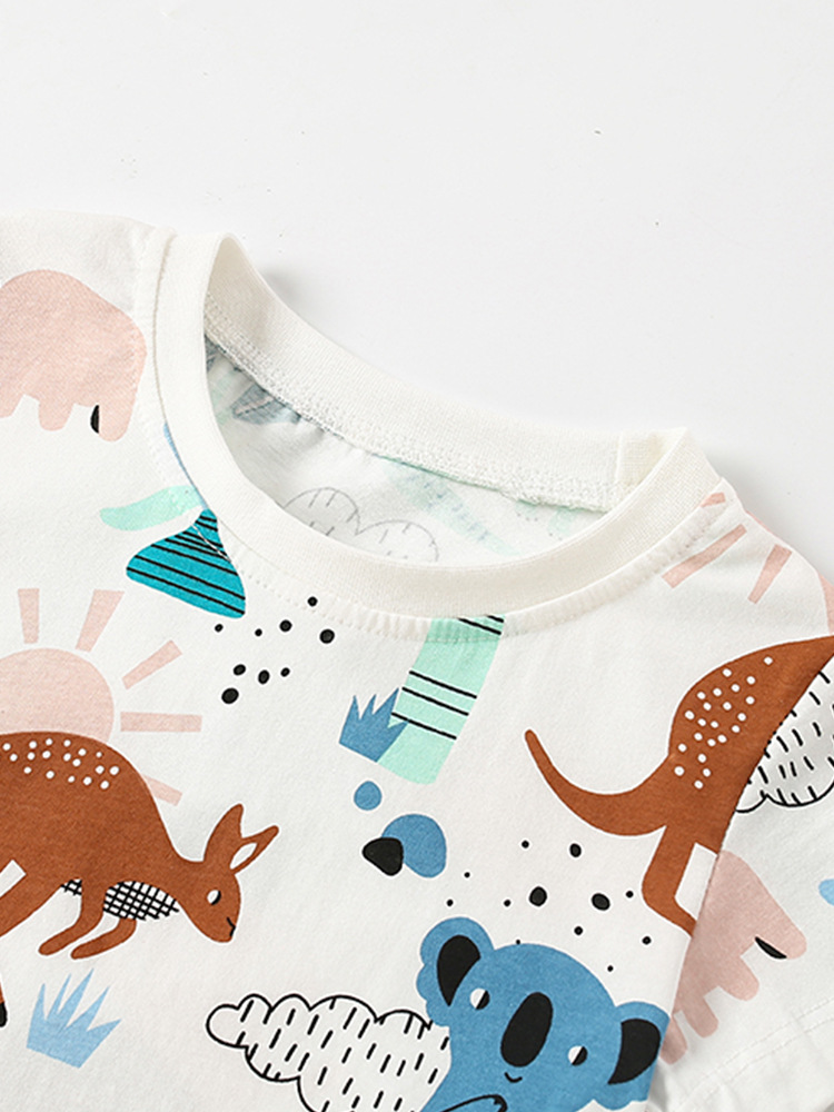 Malwee niños de manga corta ropa de verano nueva camiseta de cuello redondo impresa europea y americana para niños guapo camiseta infantil