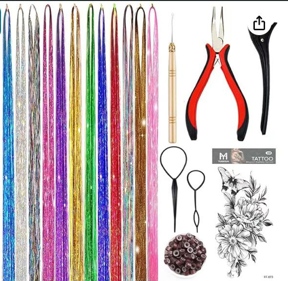 Transfronterizo de pelo guirnal cuerda trenzada cuerda de pelo de color de alambre de oro extensión del pelo Arco Iris colorido láser flash extensión del Pelo de Alambre de oro