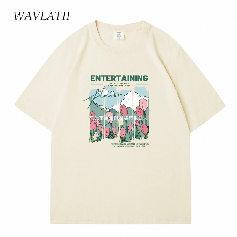 WAVLATII 女性新しいコミック花プリント T シャツ女性 Be|undefined