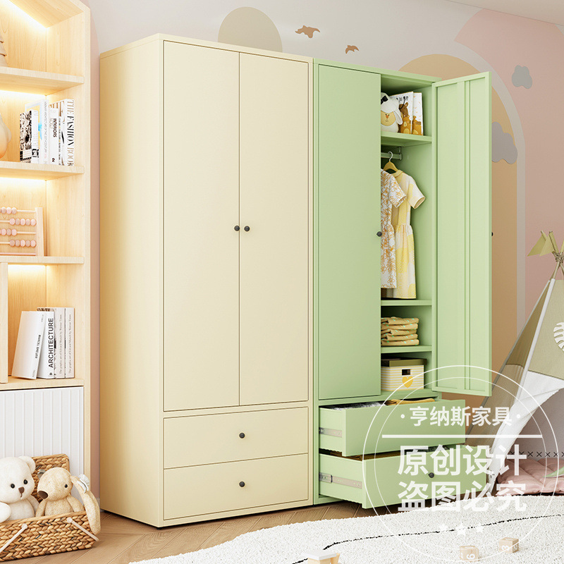 Wrought Iron Wardrobe Children's Bedroom Storage Cabinet Rental Small Apartment Closet Balcony Storage Cabinet Large Capacity Iron R&