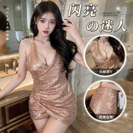情趣内衣性感蕾丝亮片套装包臀裙制服诱惑透视夜店激情睡衣辣妹女