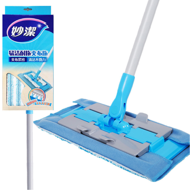 Miaojie Easy Clean Cloth Clip Flat Mop for Wooden Floors and Tiles, Magic Mop for Dry and Wet Use Mopfce