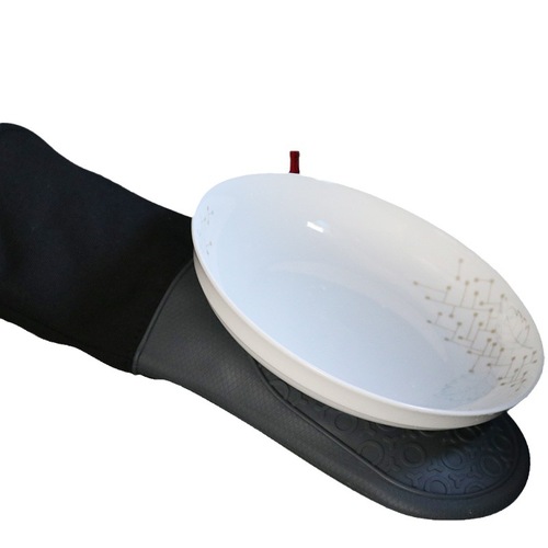 Big eyes wavy silicone heat insulation gloves, anti-scalding oven wave oven heat insulation, extended and thickened polycotton gloves