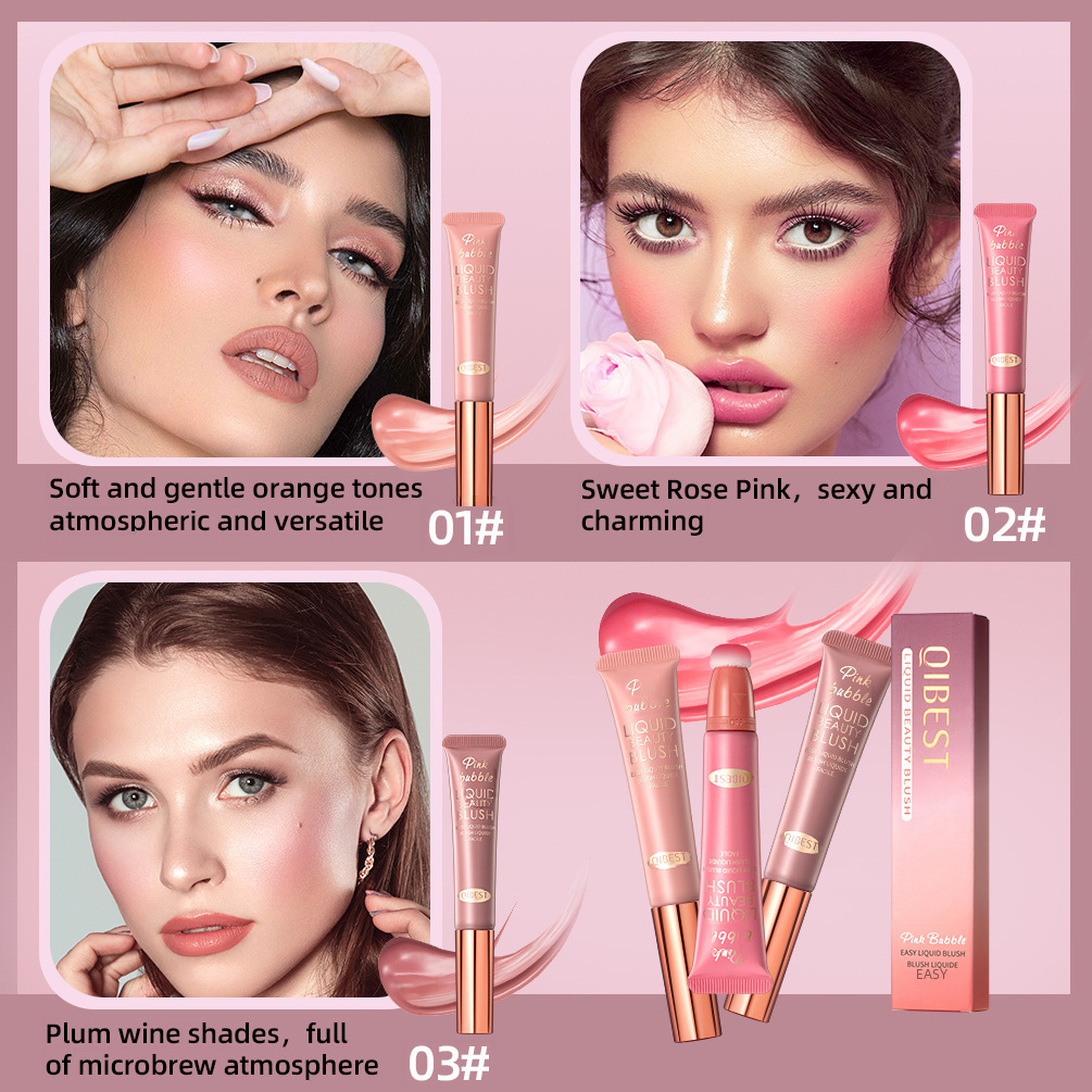 QiBest hydrated liquid blush multi-function makeup pen natural holding makeup brighten matte highlight face blush liquid