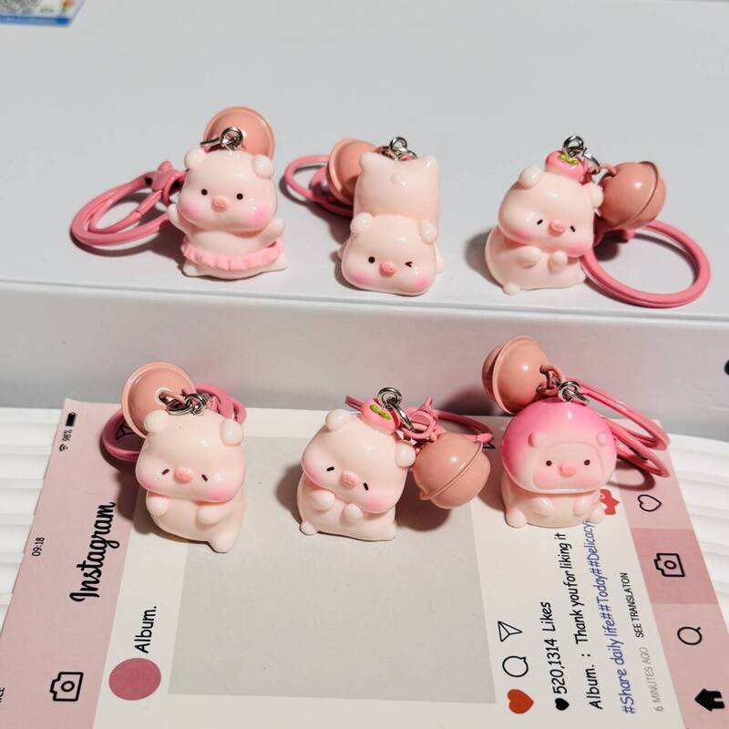 Super Cute Peach Pig Pendant Cartoon Mobile Phone Chain Bag Pendant Student Party Portable Small Things Best Friend Gift