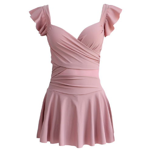 2024 New Swimsuit Women's One-piece Cover Belly Slimming Hot Spring Sexy Internet Celebrity Style Swimsuit Wholesale
