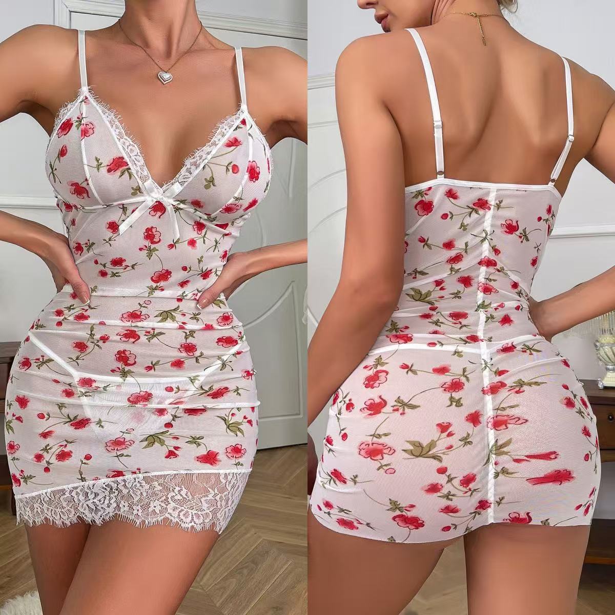 High-End New Pajamas, Summer Sexy Suspenders, Mid-Length Skirts, Sexy Underwear, Women's Temptation and Mood Home Wear Sets