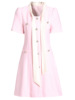 Neckline bow tie high waisted short sleeved A-line skirt