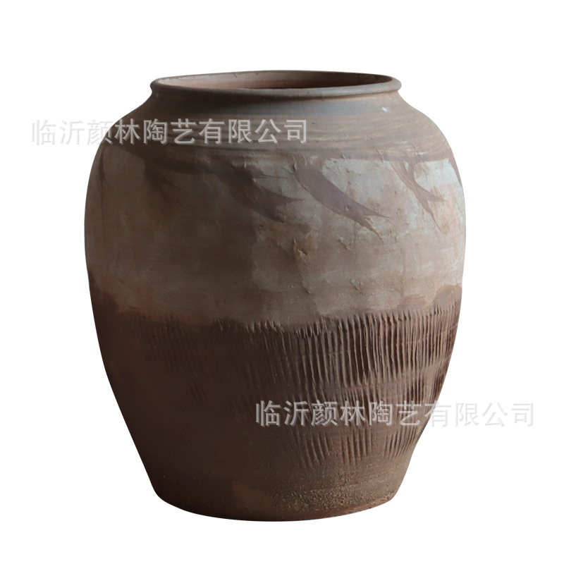 Hecho a mano vasijas de cerámica de tierra combinación de vasijas de cerámica Zen antiguo arte chino decoración de vivienda de cerámica gruesa