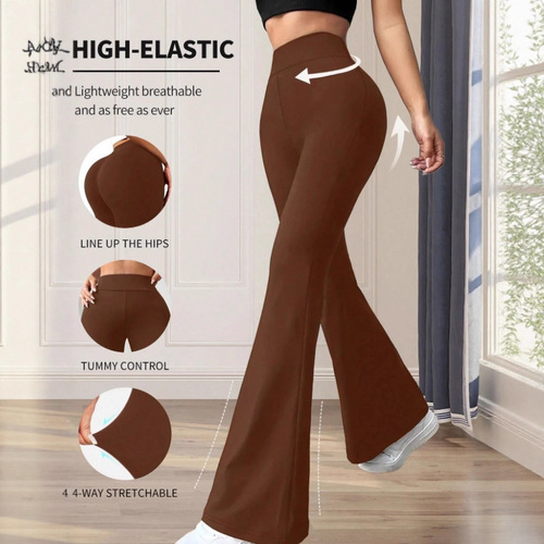 European and American new style pure color casual high-waist yoga pants elastic sports micro-pants