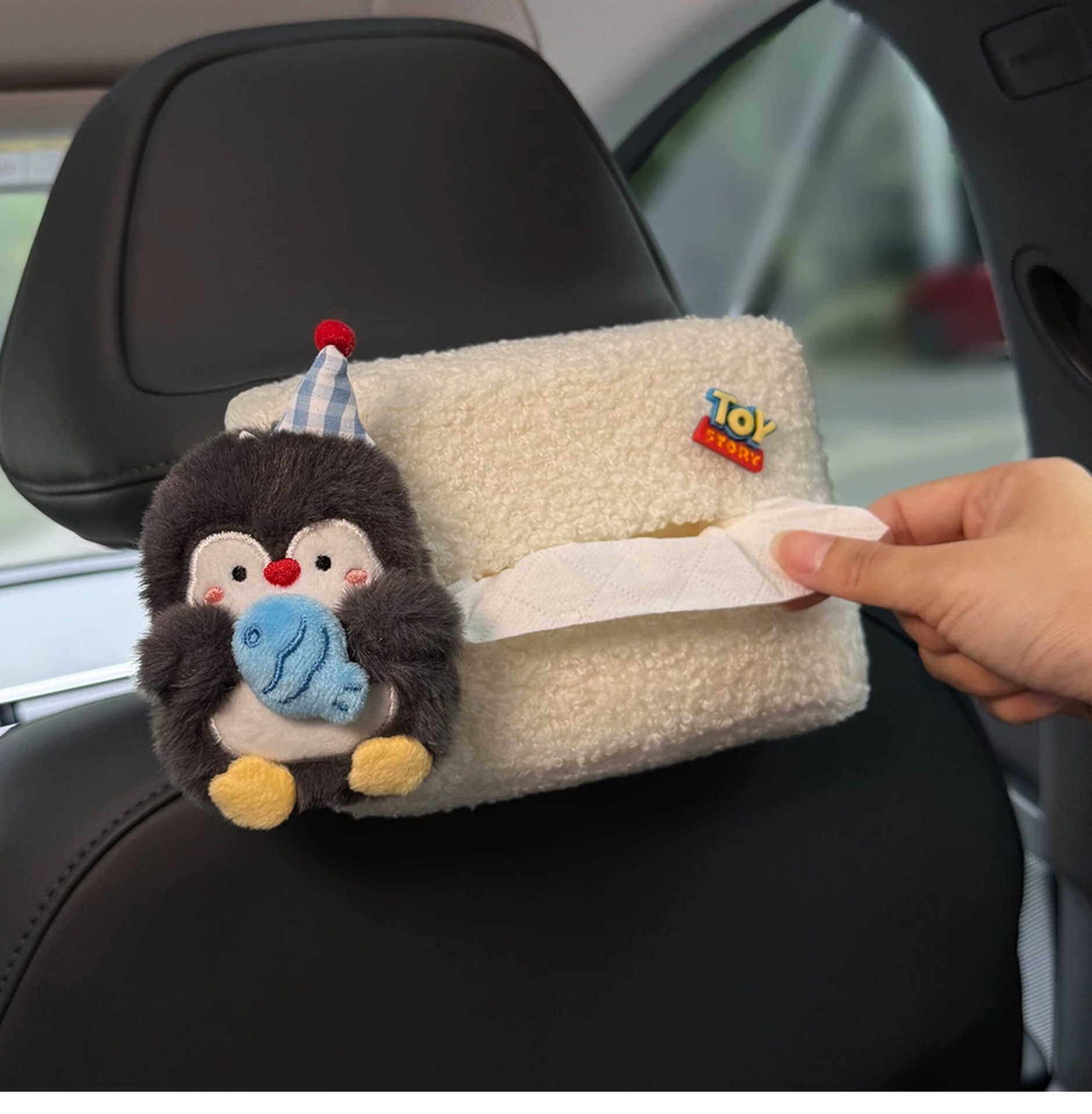Cute Penguin Car Tissue Box 2026 New Model Rear Seat Headrest Hanging Style High-end for Women