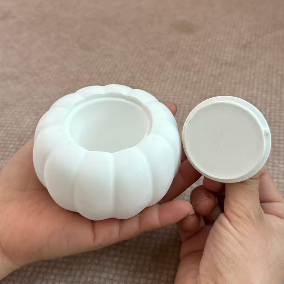 Frasco de Almacenamiento de Calabaza de Yeso en Blanco DIY para Pintar