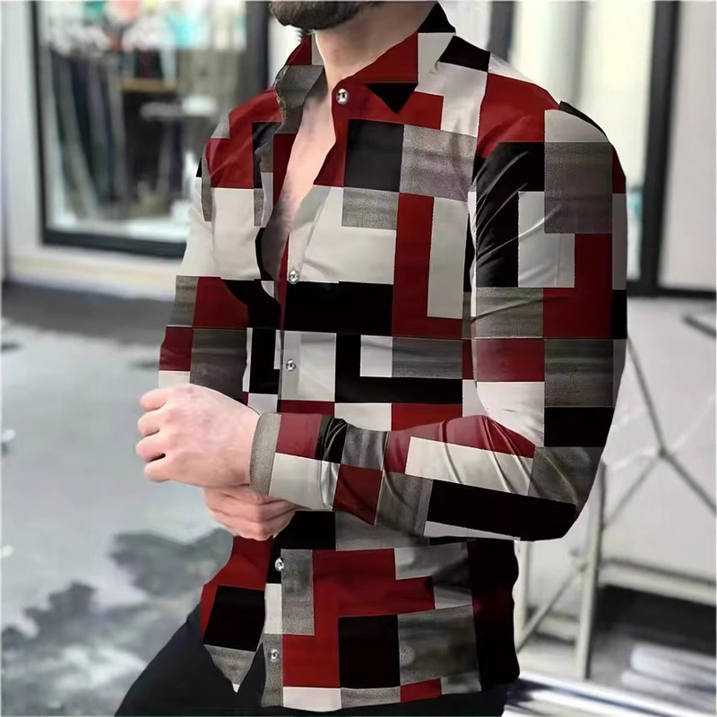 3D Printed Men's Casual Long Sleeve Shirt Social Male Chemise 2025 Fashion Party Men's Long Sleeve Shirt Top