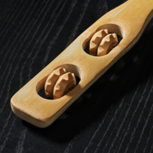 Dual-purpose anti-itch scratcher, anti-hand paw, back scratcher, bamboo wooden roller massage, multi-functional double-wheel scratcher, others