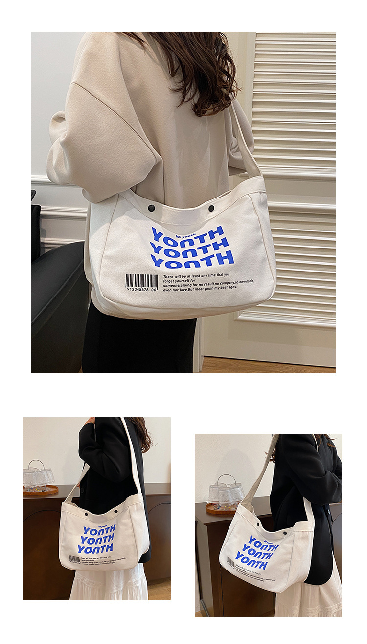 Korean-style canvas bag, artistic Japanese-style Instagram simple single-shoulder bag, school student schoolbag, men's large-capacity commuting bag undefined