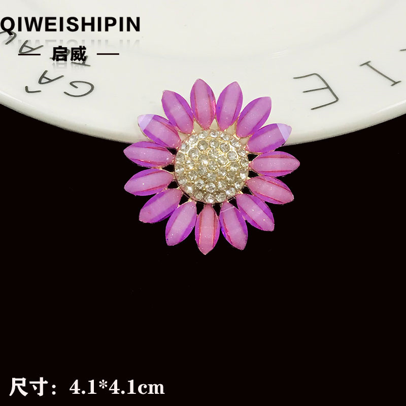 Qiwai の新しいガラスダイヤモンド象嵌ひまわりアクセサリーバッグ衣類車の装飾合金アクセサリー|undefined