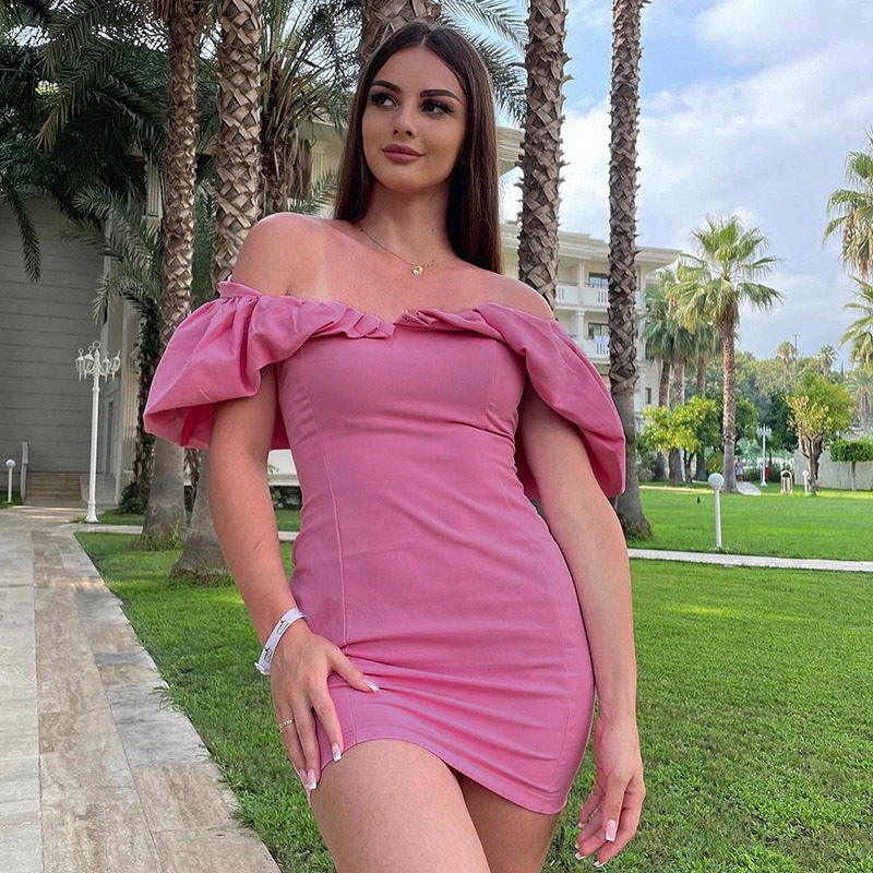192g Weight Above Knee Dress Length Type Short Sleeve Sleeve Length Sheath Dress Dresses Type Polyester Fabric Type Mid Waist Waist Line Holiday Occasion Boat Neck Neckline Slim Fit Type Solid Color Pattern Summer Season Women's Gender Elegant Style Wholesale Women's Elegant Solid Color Holiday Boat Neck Short Sleeve Sheath Dress 37