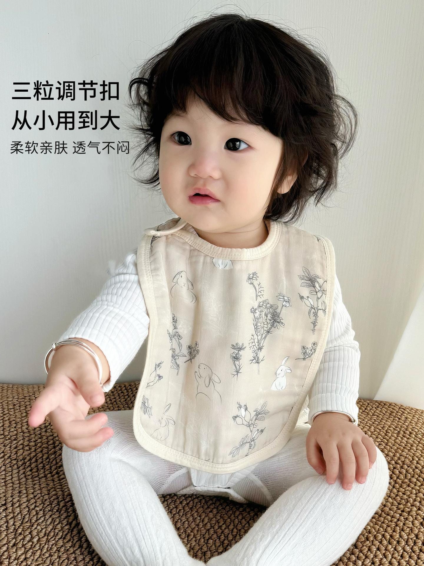 Baby saliva towel bamboo cotton gauze class a U-shaped bib newborn baby anti-spitting scarf eating food pocket lengthened