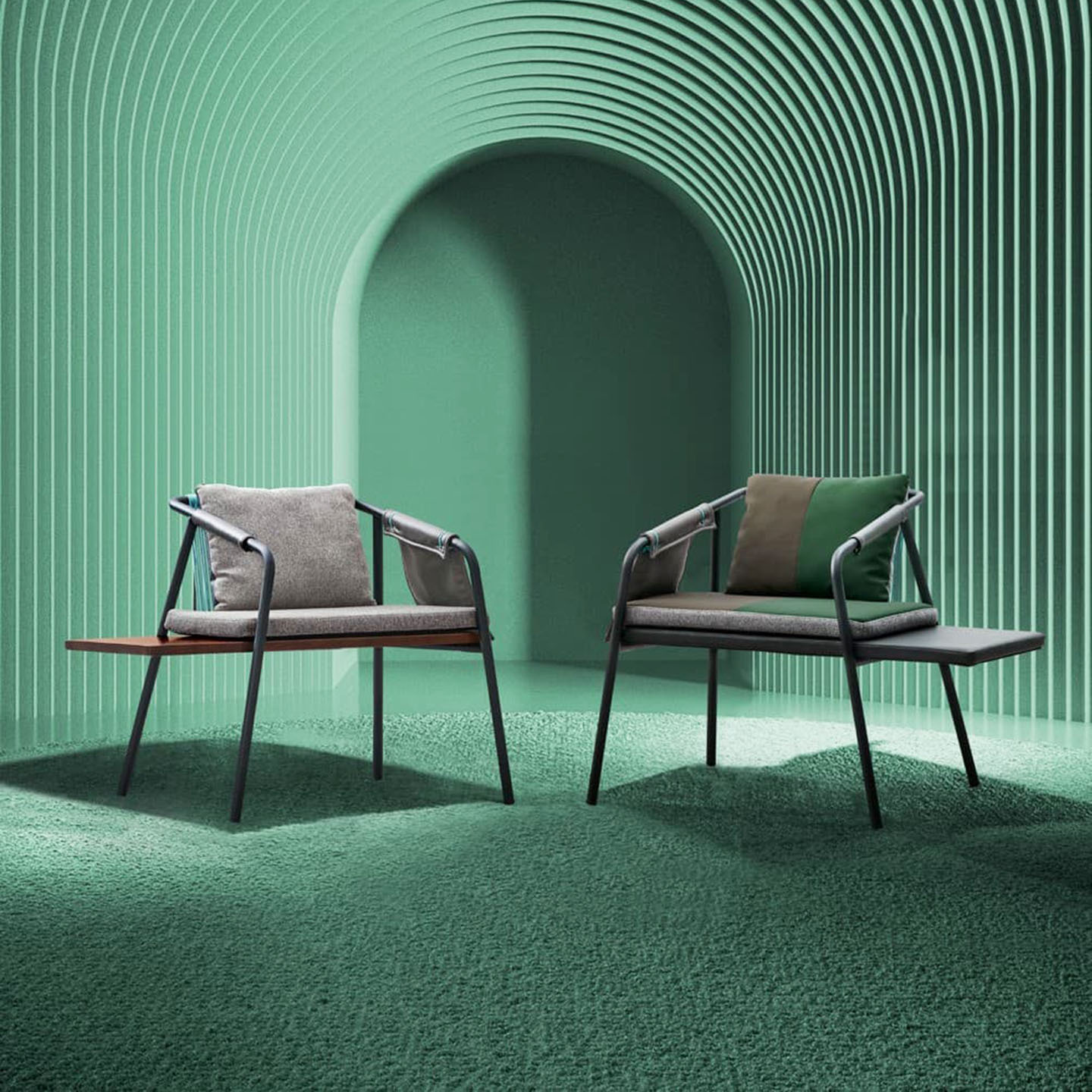 Nordic leisure rattan single sofa chair, stylish with tea tray, reception chair, simple meeting and discussion chair