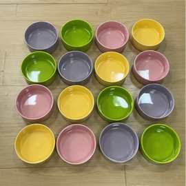 陶瓷猫碗色釉陶瓷宠物碗平底直身防打翻宠物水碗猫食盆猫粮碗狗碗