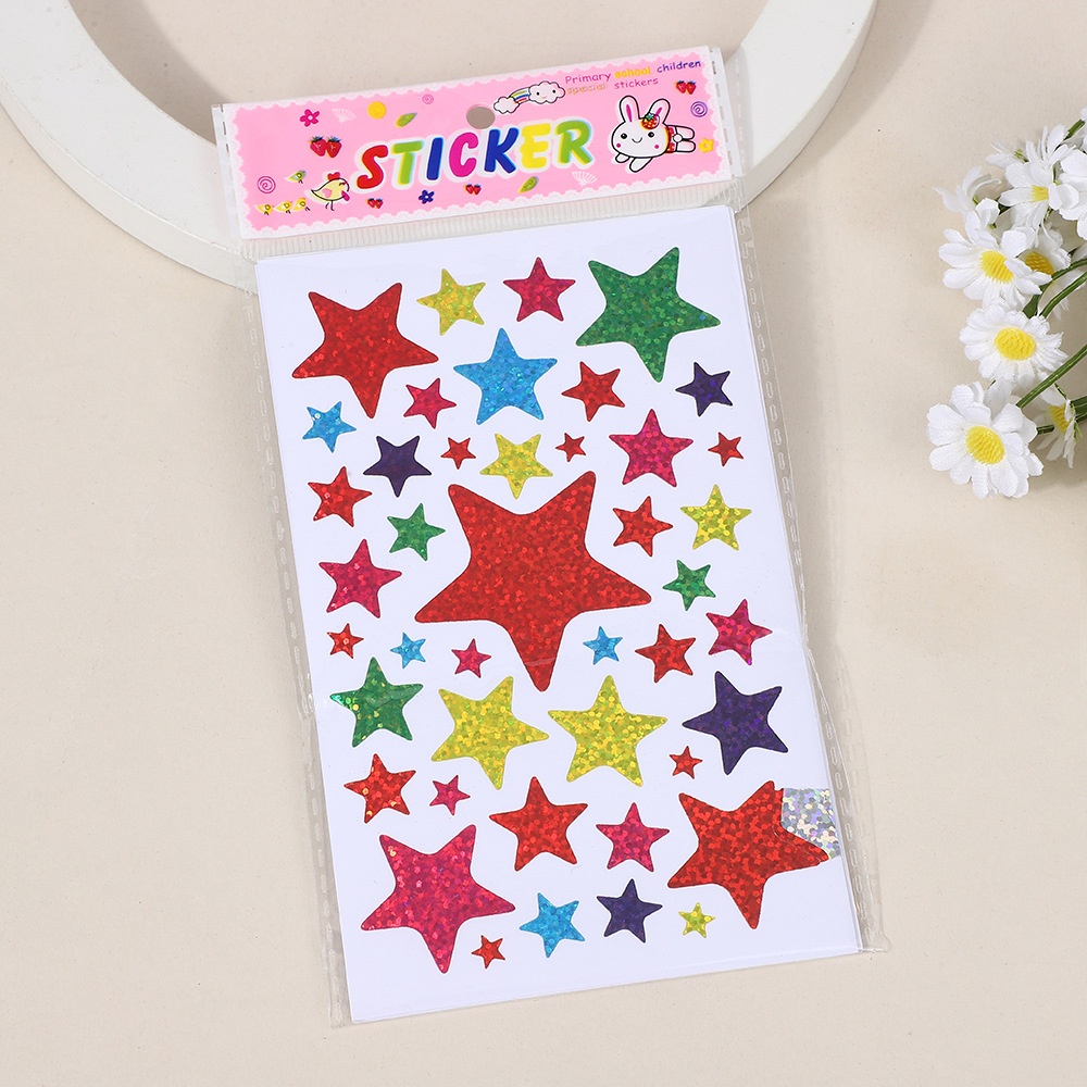 Pegatinas láser de color estrella flash pegatinas de jardín de infantes para niños recompensas pegatinas adhesivas de pentapunto pegatinas