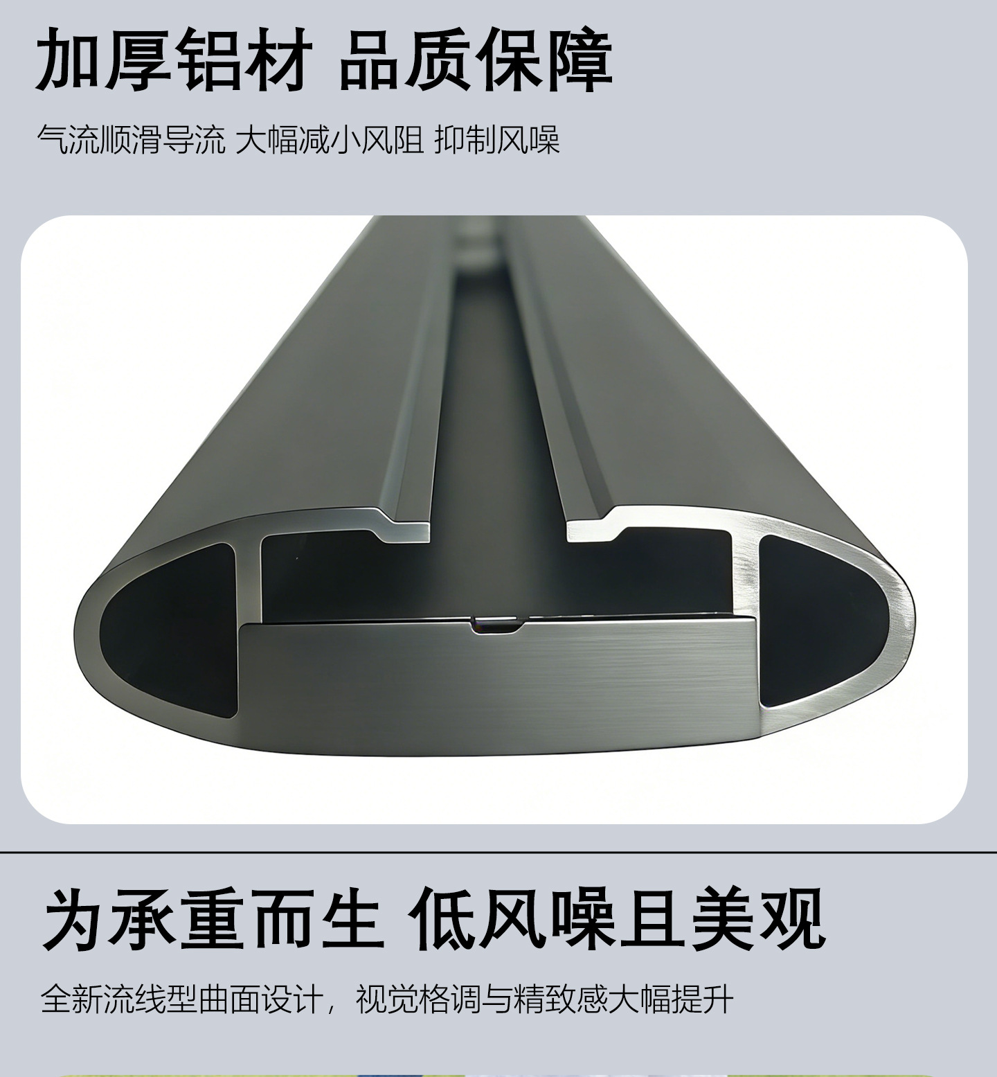 Low Wind Resistance Low-Profile All-Aluminum Alloy Thickened Roof Rack Crossbar Luggage Rack Roof Rack