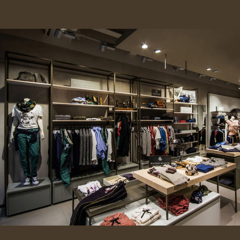 Tienda de ropa estante de exhibición tipo colgante de suelo de acero inoxidable pintado simple percha de ropa de hombre y mujer estante de exhibición de ropa