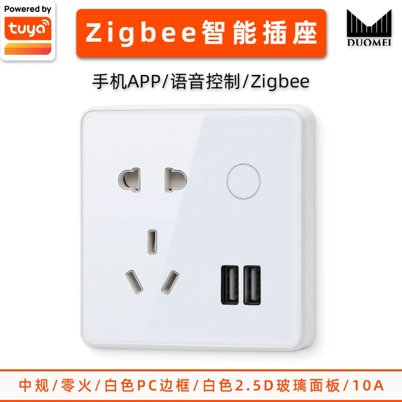 Graffiti smart socket wifi graffiti 10A five -hole band USB factory wholesale smart zigbee socket
