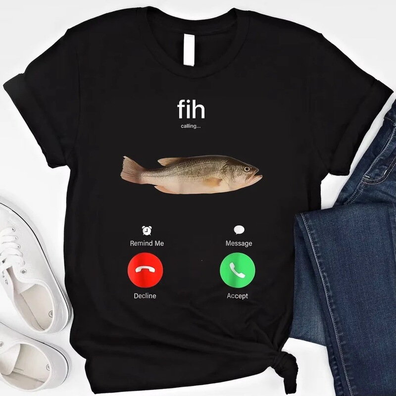 Men's Clothing, Unisex, Stylish and Fun Fish-Themed T-Shirts, Fish Sound Graphic T-Shirts, Vintage T-Shirts, Personalized T-Shirts