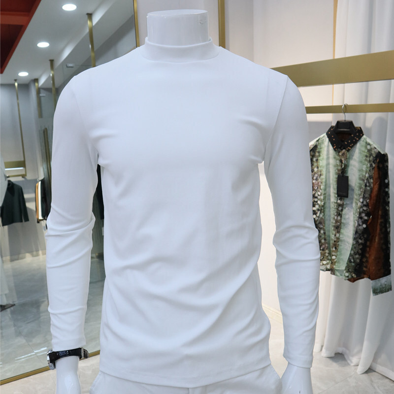 Men's 2025 New Autumn and Winter Slim Fit Base Layer Top, White Half-Turtleneck Long-Sleeve T-Shirt Men's 2025 New Autumn and Winter Slim Fit Base Layer Top, White Half-Turtleneck Long-Sleeve T-Shirt