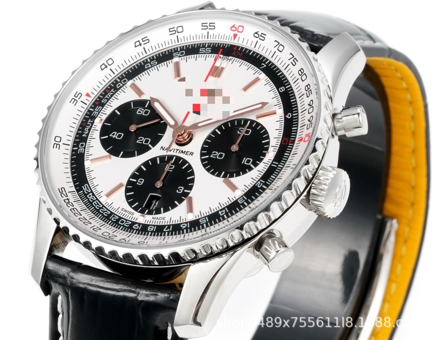 Mechanical wristwatch, aviation chronograph, stainless steel