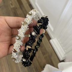 韓國東大門小香風粗毛呢細發箍女2023年網紅新款高級洗臉頭箍髮飾