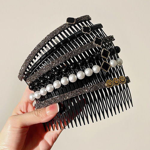 Cross-border European and American rhinestone hair comb broken hair management artifact pearl insert comb back of the head flow comb hairpin hairpin hair accessories for women