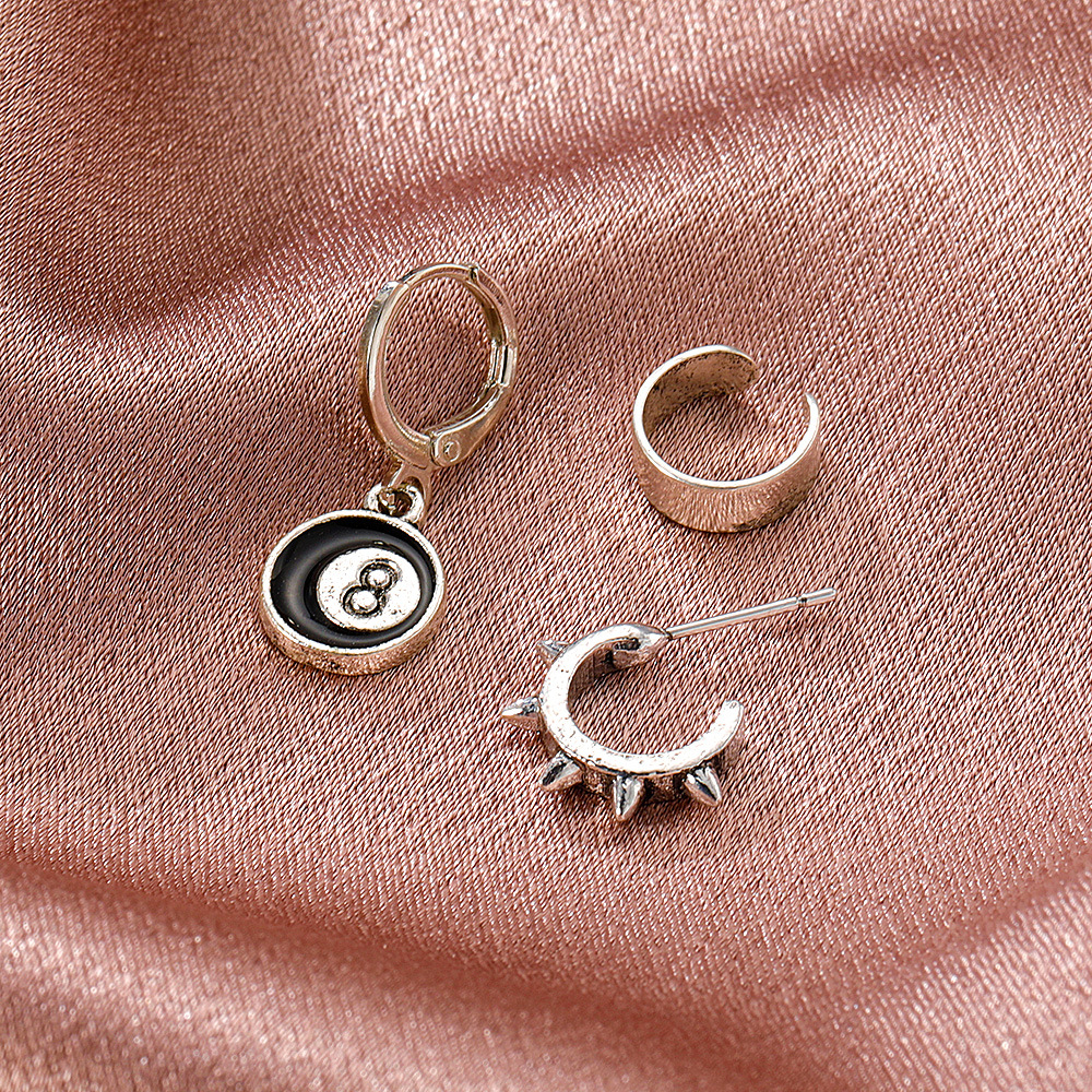 Korean Style Tapered Metal Earrings Three-piece Set display picture 5
