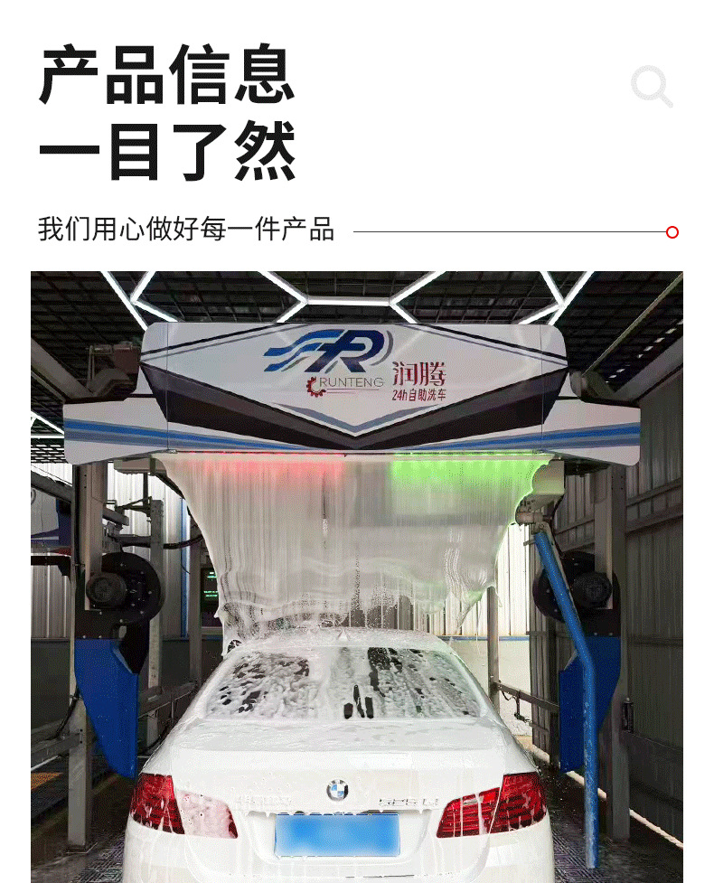 Customized fully automatic contactless car wash machine, automatic high-pressure 360-degree car wash machine, 24-hour unattended car wash equipment