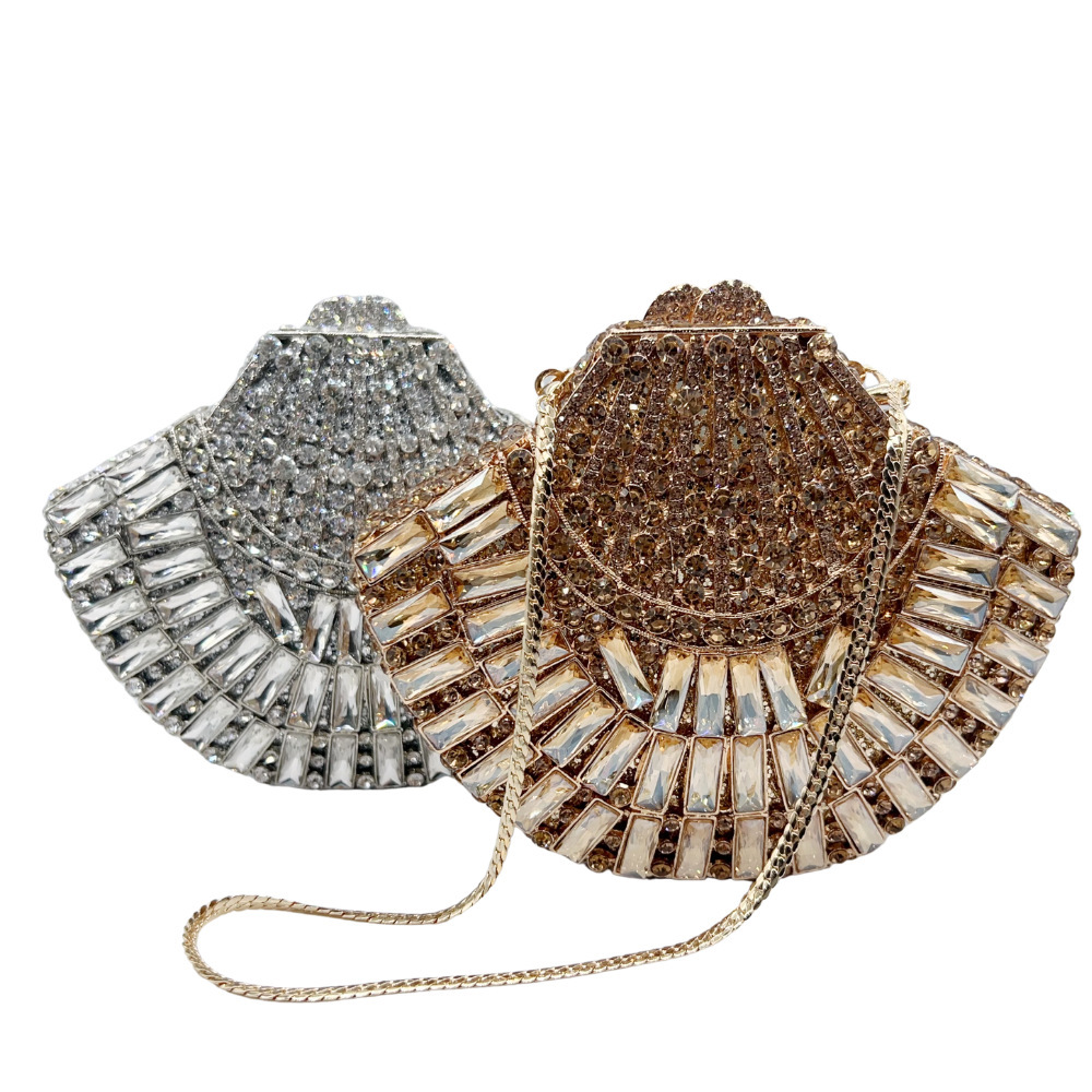 Bolsa de cristal de diamante hueco transfronterizo para la cena, bolsa de noche europea y americana, embrague de piedra
