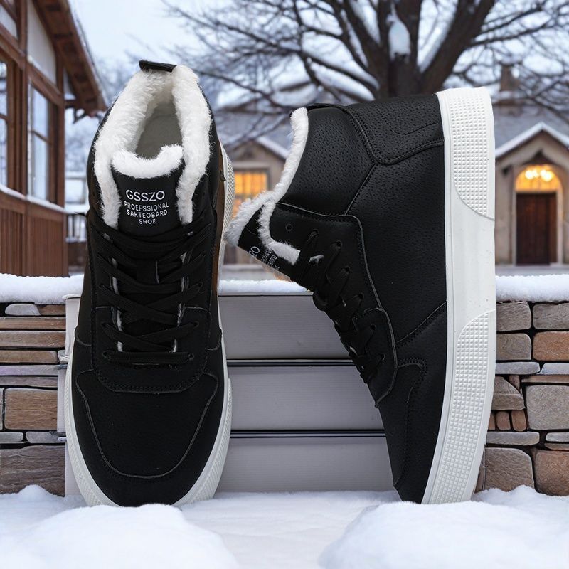 Men's Shoes Winter 2025 New High-Top Thick-Soled Heightening Casual Fleece-Lined Warm Sneakers Men's Youth Sports Trend