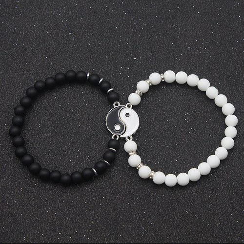 2pcs Yin Yang Tai Chi Gossip hand Chain Natural Stone Beaded Bracelet  hand ropes Personality Simple Couple Bracelet