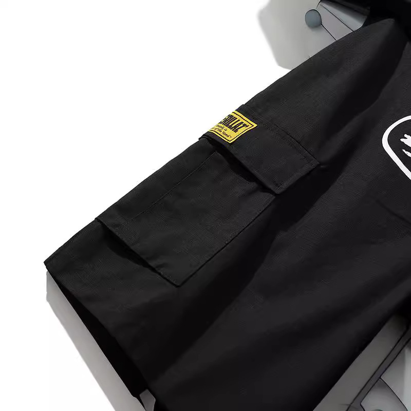 Alta calle suelta casual impreso multi-Bolsillo pantalones cortos