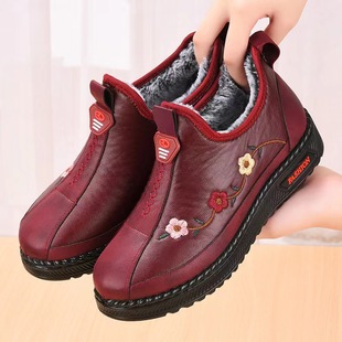 Winter New Style Cotton Shoes Old Beijing Cloth Shoes Fleece-lined Thickened Mother Shoes Middle-aged and Elderly Waterproof Warm Casual Cotton Shoes