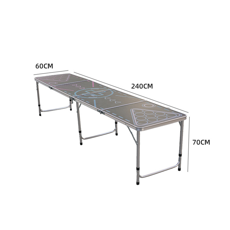 Mesa de aleación de aluminio plegable de 2,4 metros de largo, mesa plegable de camping, mesa rectangular, simple y portátil