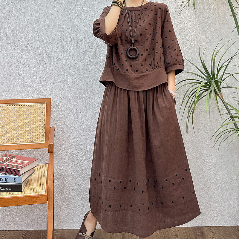 秋季新款中年女装五分袖妈妈薄款衣服开衫中长裙时尚休闲套装