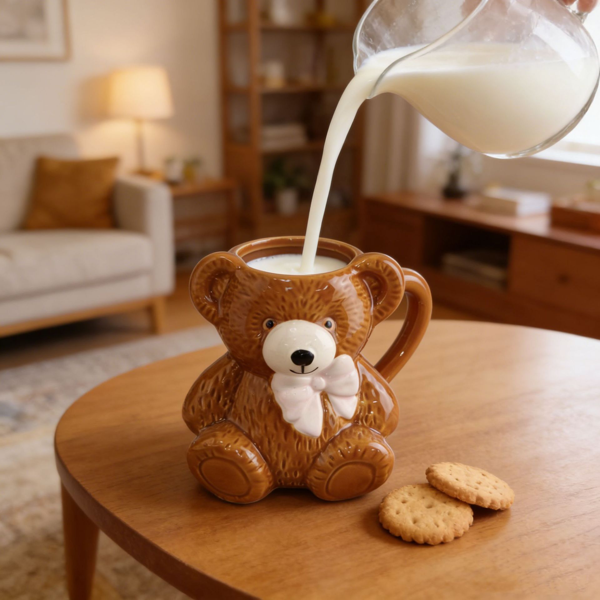 Taza de cerámica con diseño de oso de peluche, ideal para regalar a parejas en cumpleaños.