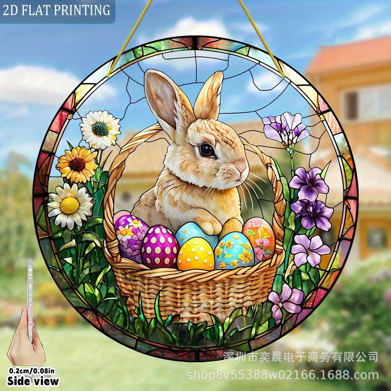 Colgante transfronterizo conejo de Pascua huevo acrílico colgante 2D puertas y ventanas del hogar jardín creativo una variedad de decoradores