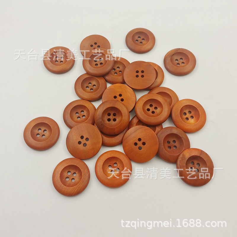Café de madera/botones de borde redondo de cuatro ojos marrón botones de cuatro ojos decorativos de madera 20/25/50 por paquete