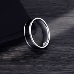 Oil-drip Electroplating Black and White Minimalist Titanium Steel Couple's Rings Men's Trendy Personality Accessory Factory Wholesale Simple and Versatile Jewelry