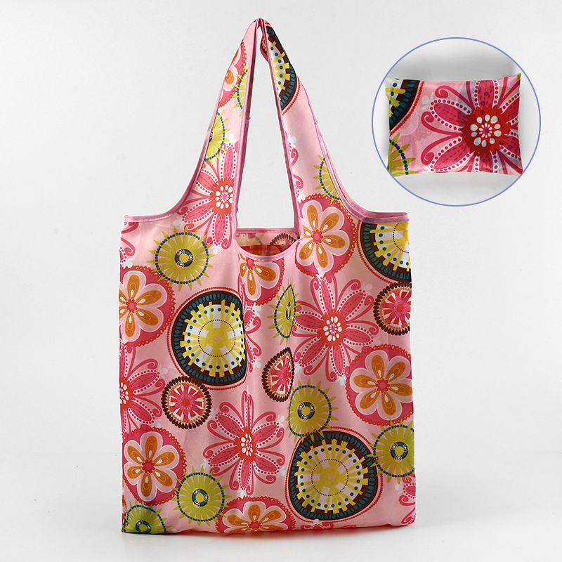 Nueva bolsa de compras plegable de gran capacidad, bolsa de compras para supermercado, bolsa de almacenamiento cuadrada de tela floral, nicho de estilo k, tamaño mediano 4665