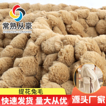 多色现货小兔毛绒仿兔毛绒提花面料 菠萝格喷花小兔毛绒玩具面料