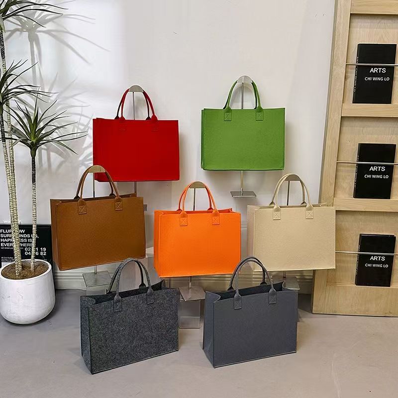 メーカー既製フェルトハンドバッグ、ファッショナブルでシンプルなフェルトバッグ、大容量のお土産バッグ、通勤用フェルトハンドバッグ|undefined